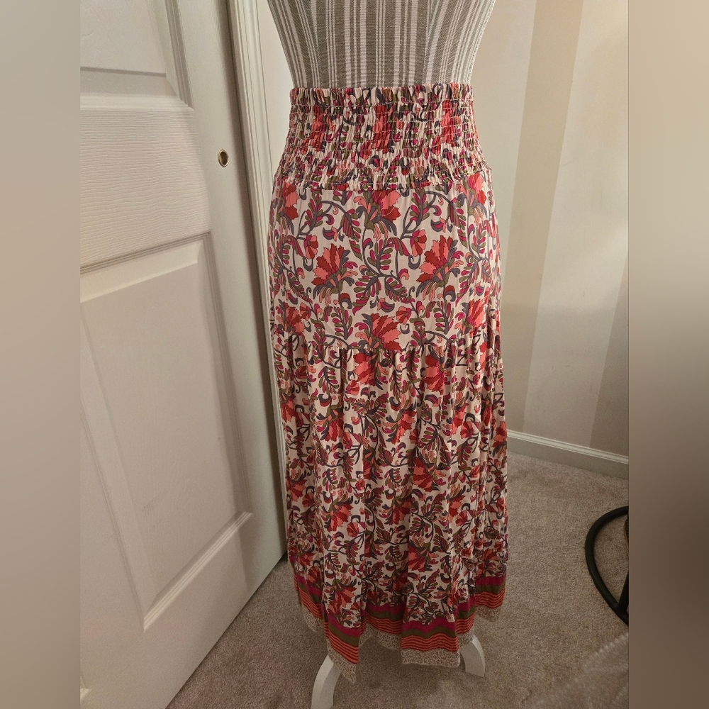 Anthropologie Red and Pink Floral Skirt - Picture 5 of 7